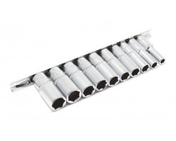 Набор головок глубоких 10 предметов 3/8" (6гр.)(8,10,12-19мм.) на планке Forsage F-3102-5