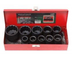 Набор головок ударных,10 предметов 3/4" 12гр.(17,19,22,24,27,30,32,36,41,46мм),в метал. кейсе ROCKFORCE RF-6109MPB