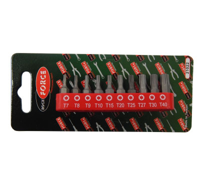 Набор бит TORX 10 предметов 1/4" (T 7,8,9,10,15,20,25,27,30,40-25мм),в блистере ROCKFORCE RF-21022