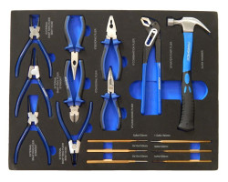 Набір шарнірно-губцевого та ударного інструменту 16 предметів (зйомники стоп.-х кілець, качконоси, бокорізи, плоскобубці, молоток, пасатижі пер.-е, виколотки) у ложементі Forsage F-K5162-foto2