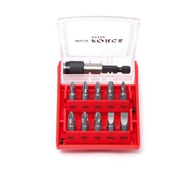 Набор бит с битодержателем 11 предметов, 1/4" (PH1,2,3 PZ1,2,3, SL5.5, 6.5) ROCKFORCE RF-21112