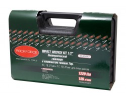 Пневмогайковерт ударный"Twin Hammer" с набором ударных головок 1/2"7 предметов(1220Нм,9000rpm,185л/мин,6.3bar+17,19,21мм-для литых дисков;17,19,21мм)в кейсе ROCKFORCE RF-82545K7-foto3