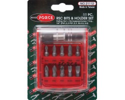 Набор бит с битодержателем 11 предметов, 1/4" (PH1,2,3 PZ1,2,3, SL5.5, 6.5) ROCKFORCE RF-21112-foto2