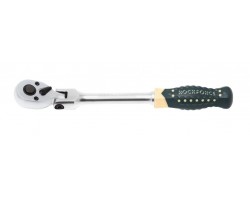 Трещотка реверсивная шарнирная с резиновой ручкой 1/4" (72зуб., L-200мм) ROCKFORCE RF-802218
