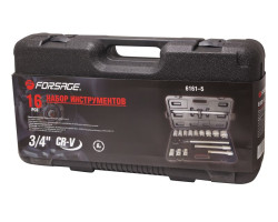 Набор инструментов 16 предметов 3/4" 6гр. (17,19,21,24,27,30,32,33,36,41,46,50), в кейсе Forsage F-6161-5-foto2