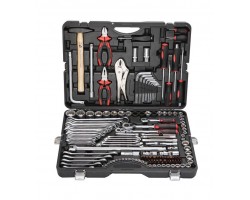 Набір інструментів 142+6 предметів 1/4''3/8''1/2''(6-гран.)(4-36мм, 27,30,32,36-12гр.)+(ключи тріскачкові:8х10, 12х13,14х15,16х17,18х19мм, бокорізи-7'') FORCEKRAFT FK-41421-5 PREMIUM-foto2