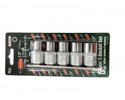 Набор головок Е-профиль 5 предметов 1/2" (E12,E14,E16,E18,E20), на планке ROCKFORCE RF-4053