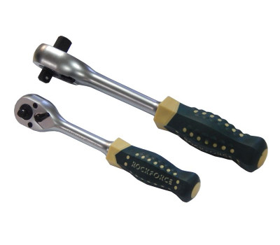 Трещотка реверсивная двухсторонняя с резиновой ручкой 1/2"-3/8" (L-250мм,72зуб.) ROCKFORCE RF-802421