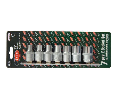 Набор головок Е-профиль 7 предметов 1/2" (E10,E12,E14,E16,E18,E20,E22), на планке ROCKFORCE RF-4073