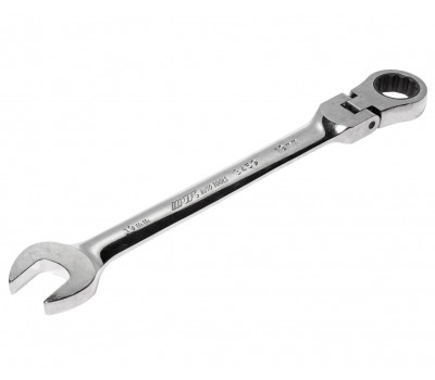 Ключ рожково-накидной шарнирный с трещоткой 19мм