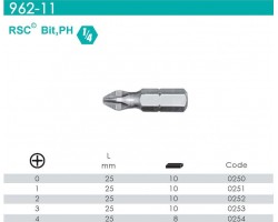 Бита крестовая PH0 1/4"; L=25мм 10шт. RSC тип-foto2