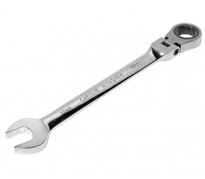 Ключ рожково-накидной шарнирный с трещоткой 17мм