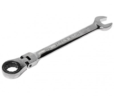 Ключ рожково-накидной шарнирный с трещоткой 16мм