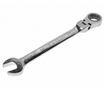 Ключ рожково-накидной шарнирный с трещоткой 16мм