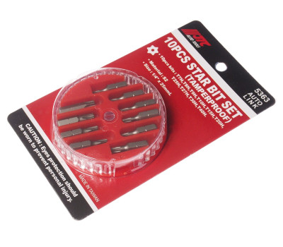 Набор бит 1/4"; TORX T7H-T40H с отверстием 10ед.