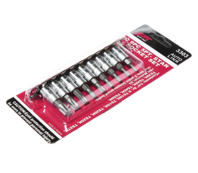 Набор головок с насадкой TORX 5-граней 1/4"; 9ед.