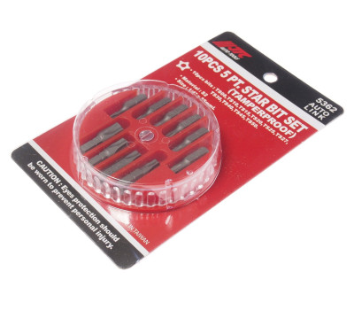 Набор бит 1/4"; TORX TS08-TS50 с отверстием 10ед.