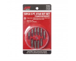 Набор бит 1/4"; TORX TS08-TS50 с отверстием 10ед.