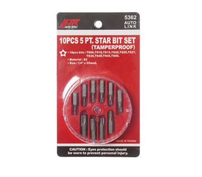 Набор бит 1/4"; TORX TS08-TS50 с отверстием 10ед.