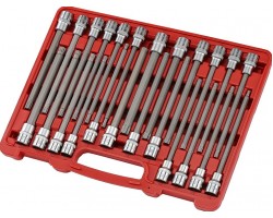 Комплект головок с насадкой TORX, HEX, SPLINE, RIBE длина 200мм 24ед.