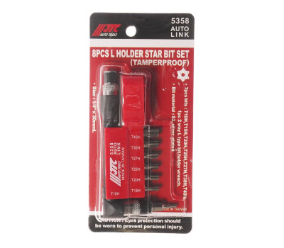 Набор бит 1/4"; TORX T10H-T40H с Г-образным переходником 8ед