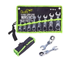 Набор ключей комбинированных трещоточных сокращенных с карданом 8 предметов, 8-19мм. (НКУ-2091-8К) ALLOID-foto5