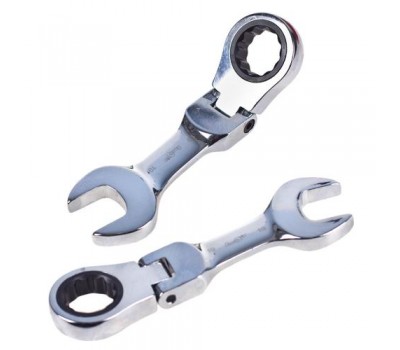Набор ключей комбинированных трещоточных сокращенных с карданом 8 предметов, 8-19мм. (НКУ-2091-8К) ALLOID
