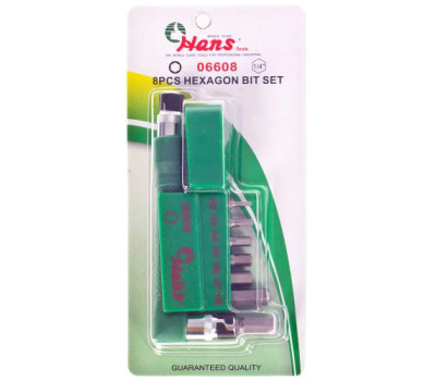 Набор вставок 1/4, шестигранных. 8 предм. (06608) (06608) HANS