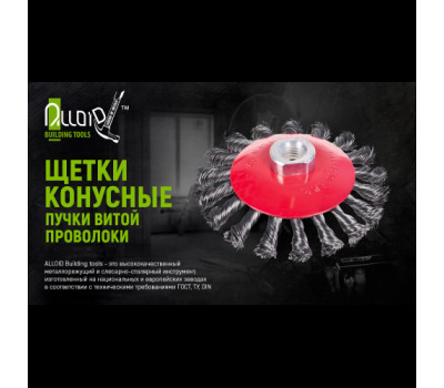 Щетка конусная пучки витой проволоки 100мм, М14х2 (WB-40100) ALLOID