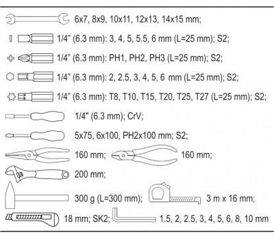 Набор инструментов в сумке YATO, 44 шт. (YT-39280)
