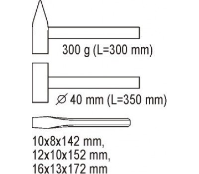 Набор инструментов в ложементе YATO молотки и зубила 3шт. (YT-5540)