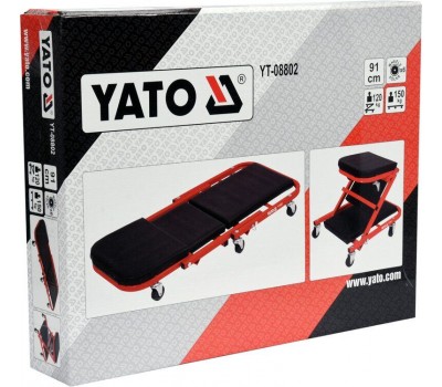 Лежак-сиденье ремонтный на 6 колесах YATO 91х42х13 см (YT-08802)