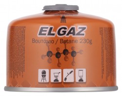 EL GAZ Балон-картридж газовий ELG-300, бутан 230 г, для газових пальників, з двошаровим клапаном, одноразовий