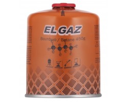 EL GAZ Балон-картридж газовий ELG-400, бутан 450 г, для газових пальників, з двошаровим клапаном, одноразовий