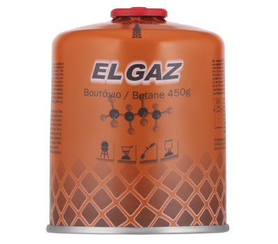 EL GAZ Балон-картридж газовий ELG-400, бутан 450 г, для газових пальників, з двошаровим клапаном, одноразовий