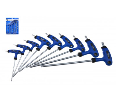 Набор Т-образных ключей TORX (пластиковая ручка) 9 единиц GEKO G30587