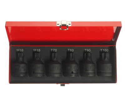 Набор головок ударных TORX T70, T80, T90, T100, SPLINE M16, M18 3/4 дюйм 6ед.