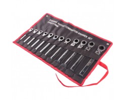 Набор рожково-накидных ключей с трещоткой шарнирных 8-19мм 12ед.-foto2