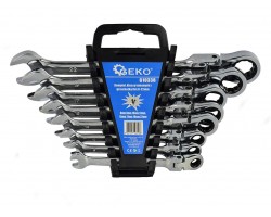 Набор ключей комбинированных шарнирно-трещоточных 8 предметов GEKO G10338-foto4