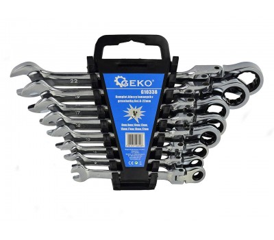 Набор ключей комбинированных шарнирно-трещоточных 8 предметов GEKO G10338