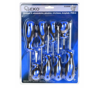 Набор отверток 8 предметов (плоские + крест.) GEKO G32006