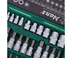 Набор торцевых головок 1/2".3/8".1/4"внутренних и наружных ТORX 34предмета (9634T) HANS-foto5