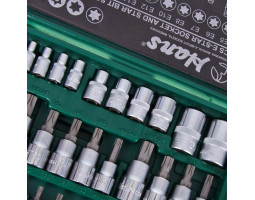 Набор торцевых головок 1/2".3/8".1/4"внутренних и наружных ТORX 34предмета (9634T) HANS-foto5