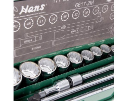 Набор торцевых головок 3/4"DR 19-50мм.12граней. 17 предметов (6617-2M 12PT) HANS-foto4