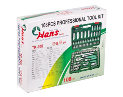 Набор торцевых головок 1/4"DR4-14мм и 1/2"DR10-32 мм.108 предметов (TK-108) HANS-foto2