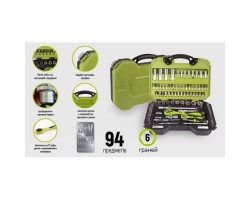 Универсальный набор инструмента 1/4" & 1/2", 94 предм. (6 гран.) Трещотки 72 зуба.(TS-94) ALLOID-foto4