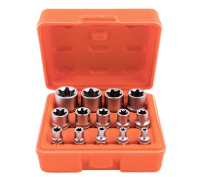 Набор головок торкс 1/4"-3/8"-1/2"DR, Е4-Е24, 14 предм. (НГЕ-424K) ALLOID Набор головок торкс 1/4"-3/8"-1/2"DR, Е4-Е24, 14 предм. (НГЕ-424K) ALLOID