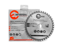 Диск пильный по дереву с твердосплавными напайками 230x30x1,6 мм; 40 зубьев INTERTOOL CT-3046-foto2