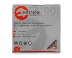 Диск пильный по дереву с твердосплавными напайками 230x30x1,6 мм; 40 зубьев INTERTOOL CT-3046-foto3