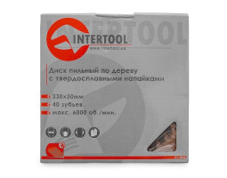 Диск пильный по дереву с твердосплавными напайками 230x30x1,6 мм; 40 зубьев INTERTOOL CT-3046-foto3